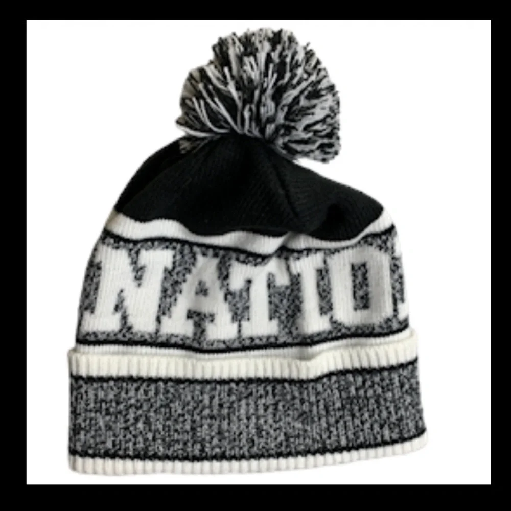 Victoria's Secret Lot Pink Nation Knit Beanies. Black White Gray Pom Logo